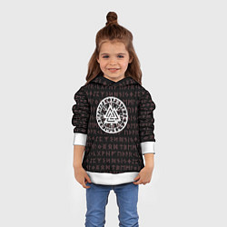 Толстовка-худи детская Древние символы руны и обереги Вегвизир, цвет: 3D-белый — фото 2