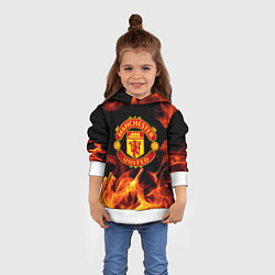 Толстовка-худи детская Манчестер юнайтед огонь, цвет: 3D-белый — фото 2