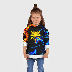Толстовка-худи детская Ведьмак шторм лого огненное, цвет: 3D-белый — фото 2