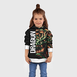 Толстовка-худи детская Татуировка дракона ирезуми, цвет: 3D-белый — фото 2