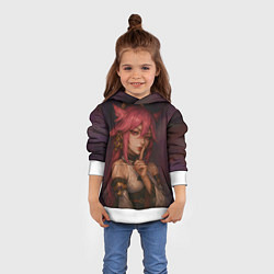 Толстовка-худи детская Яэ Мико жрица лисица, цвет: 3D-белый — фото 2