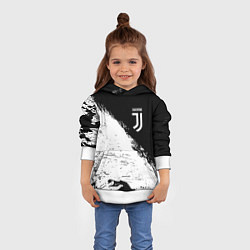 Толстовка-худи детская Ювентус краски черно белые, цвет: 3D-белый — фото 2