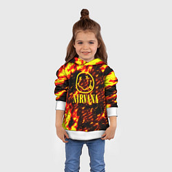 Толстовка-худи детская Nirvana огненное лого, цвет: 3D-белый — фото 2