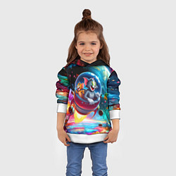 Толстовка-худи детская Том и Джерри летят в ракете - нейроарт, цвет: 3D-белый — фото 2