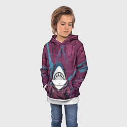 Толстовка-худи детская Акула в капюшоне, цвет: 3D-белый — фото 2