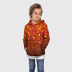 Толстовка-худи детская Серп и молот паттерн, цвет: 3D-белый — фото 2