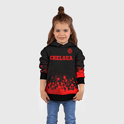 Толстовка-худи детская Chelsea - red gradient посередине, цвет: 3D-черный — фото 2
