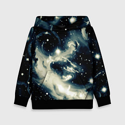 Толстовка-худи детская Космический абстрактный чёрно-синий, цвет: 3D-черный