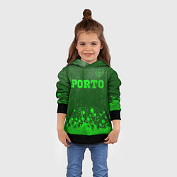 Толстовка-худи детская Porto - green gradient посередине, цвет: 3D-черный — фото 2