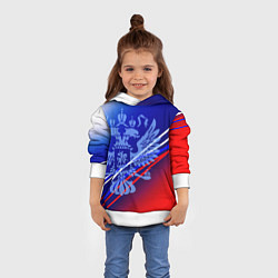 Толстовка-худи детская Герб России и градиент бело-сине-красный, цвет: 3D-белый — фото 2