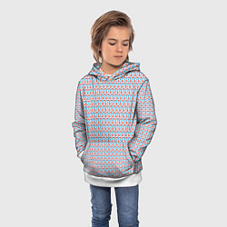 Толстовка-худи детская Красно-синие фигуры на белом фоне, цвет: 3D-белый — фото 2