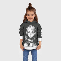 Толстовка-худи детская Девушка-андроид из будущего, цвет: 3D-белый — фото 2