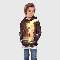 Толстовка-худи детская Аниме под солнцем, цвет: 3D-белый — фото 2