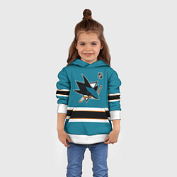 Толстовка-худи детская Сан Хосе Шаркс хоккей, цвет: 3D-белый — фото 2