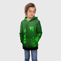 Толстовка-худи детская GTA 6 - green gradient вертикально, цвет: 3D-черный — фото 2