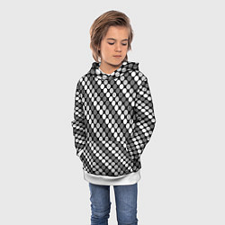 Толстовка-худи детская Белый серый горох на черном ретро, цвет: 3D-белый — фото 2