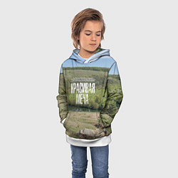 Толстовка-худи детская Река Красивая Меча, цвет: 3D-белый — фото 2