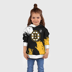 Толстовка-худи детская Бостон Брюинз - разлитая краска, цвет: 3D-белый — фото 2