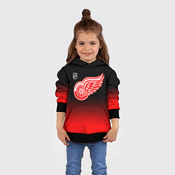 Толстовка-худи детская Детройт Ред Уингз - градиент, цвет: 3D-черный — фото 2