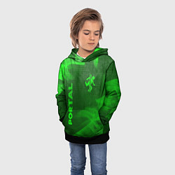 Толстовка-худи детская Portal - green gradient вертикально, цвет: 3D-черный — фото 2