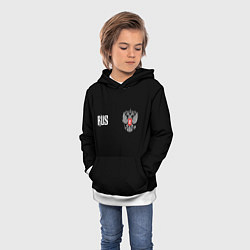 Толстовка-худи детская Россия три полоски, цвет: 3D-белый — фото 2