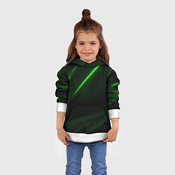 Толстовка-худи детская Зеленая текстура с неоновыми линиями, цвет: 3D-белый — фото 2