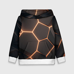 Толстовка-худи детская Серая текстура из сот, цвет: 3D-белый