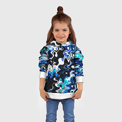 Толстовка-худи детская Абстракция разлитые краски чёрно-сине-белый, цвет: 3D-белый — фото 2