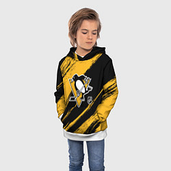 Толстовка-худи детская Питтсбург Пингвинз - брызги краски, цвет: 3D-белый — фото 2