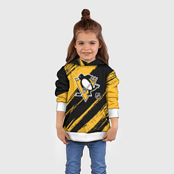 Толстовка-худи детская Питтсбург Пингвинз - брызги краски, цвет: 3D-белый — фото 2