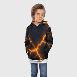 Толстовка-худи детская Молнии и черные плиты, цвет: 3D-белый — фото 2