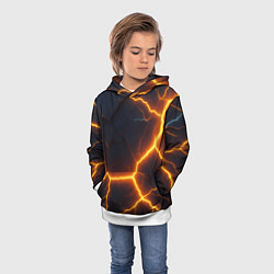 Толстовка-худи детская Молнии и черные объемные плиты, цвет: 3D-белый — фото 2