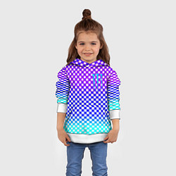 Толстовка-худи детская Monster шахматная клетка градиент, цвет: 3D-белый — фото 2