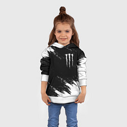 Толстовка-худи детская Monster energy краски штрихи белые, цвет: 3D-белый — фото 2