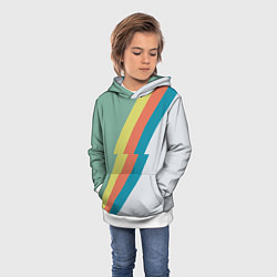 Толстовка-худи детская Рок молния Боуи весенняя палитра, цвет: 3D-белый — фото 2