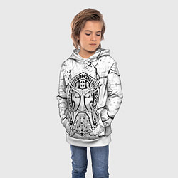Толстовка-худи детская Суровый бог древних воинов, цвет: 3D-белый — фото 2