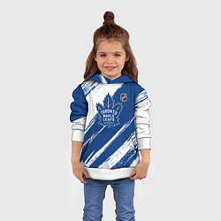 Толстовка-худи детская Торонто Мейпл Лифс - брызги синей краски, цвет: 3D-белый — фото 2