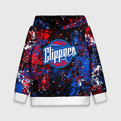 Толстовка-худи детская Клипперс - цветовой хаос, цвет: 3D-белый