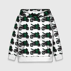 Толстовка-худи детская Motorbike dark green, цвет: 3D-белый