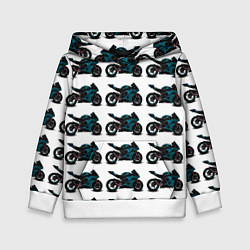 Толстовка-худи детская Motorbike blue, цвет: 3D-белый