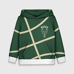 Толстовка-худи детская Милуоки Бакс - баскетбольные линии, цвет: 3D-белый
