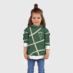 Толстовка-худи детская Милуоки Бакс - баскетбольные линии, цвет: 3D-белый — фото 2