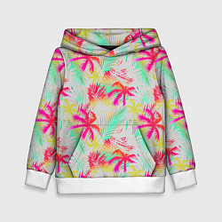 Толстовка-худи детская Palm yellow pink, цвет: 3D-белый
