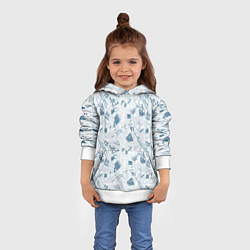 Толстовка-худи детская Мемфис синий с серым клетчатый геометрический узор, цвет: 3D-белый — фото 2