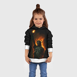 Толстовка-худи детская Статуя свободы в огне, цвет: 3D-белый — фото 2
