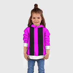 Толстовка-худи детская Color black pink lines, цвет: 3D-белый — фото 2