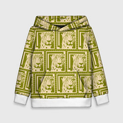 Толстовка-худи детская Леопард в оливковом, цвет: 3D-белый