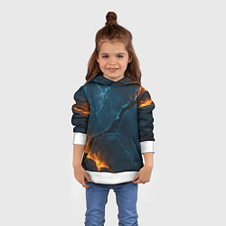 Толстовка-худи детская Разлом плит с огнем, цвет: 3D-белый — фото 2