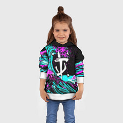 Толстовка-худи детская Doom самураи неоновая волна, цвет: 3D-белый — фото 2