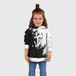 Толстовка-худи детская Doom штрихи красок черные, цвет: 3D-белый — фото 2